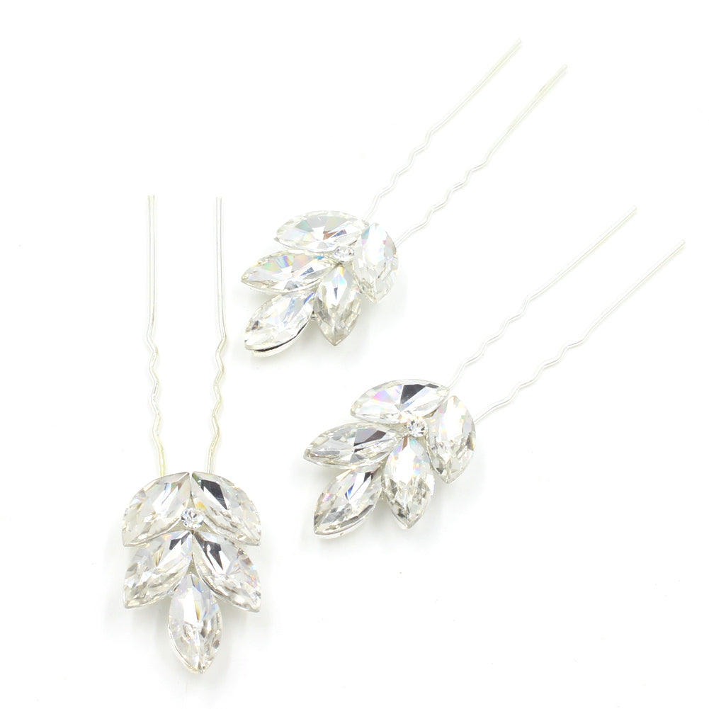 Sparkling Rhinestone Vine Hair Pins (Set of 3) - Elegant Hair Accessories for Weddings, Parties & Special Occasions