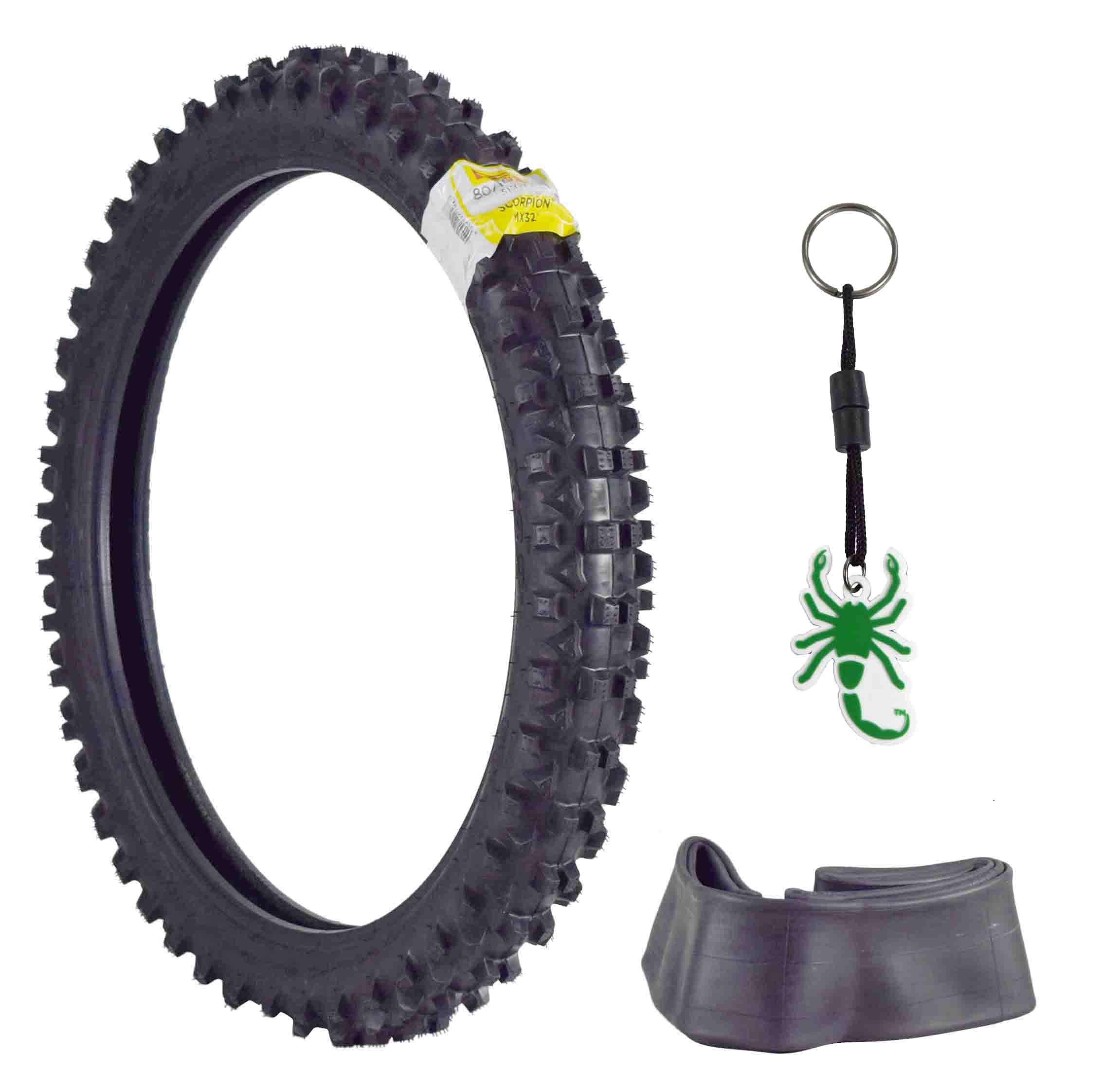 Pirelli Scorpion MX32 Mid Soft Dirt Bike Motocross Tire with Inner Tube & Keychain - 80/100-21 - Perfect for Off-Road Racing, Trail Riding & Motocross Adventures