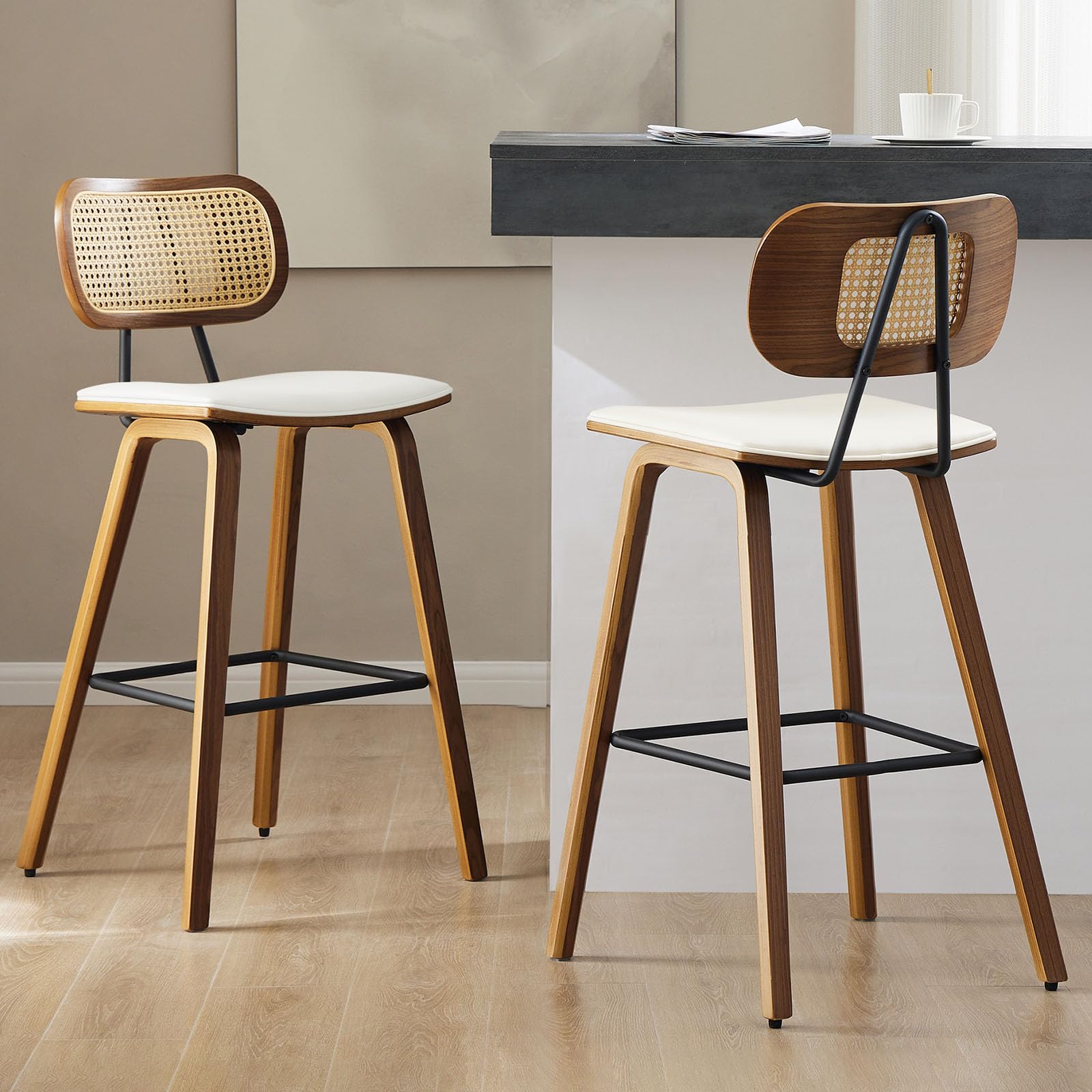 Mid Century Modern Counter Height Bar Stools Set of 3 - 26