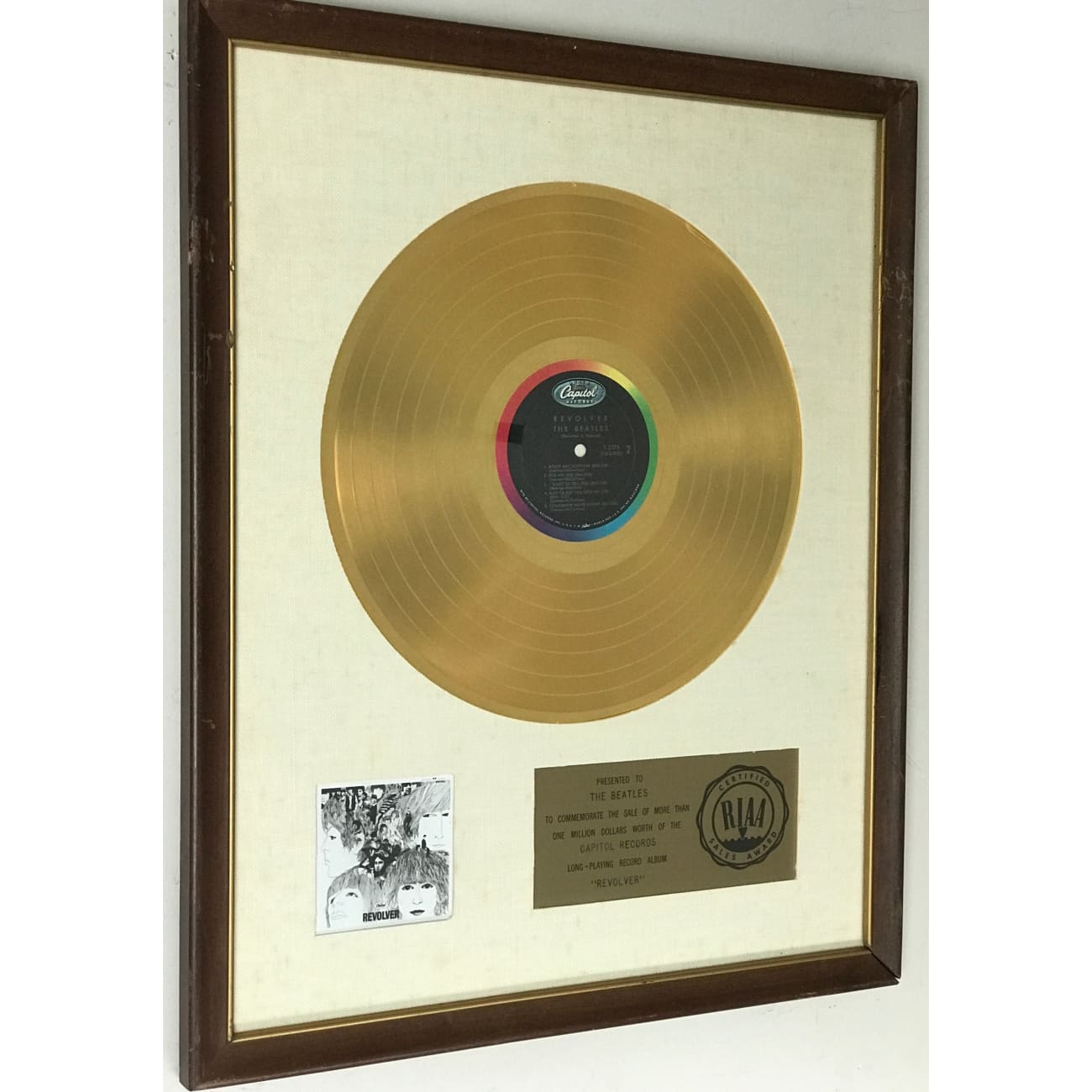 The Beatles Revolver White Matte RIAA Gold LP Award - Rare Collectible Vinyl Record for Music Enthusiasts & Beatles Fans - Perfect for Display in Music Rooms, Home Theaters & Collector's Showcases