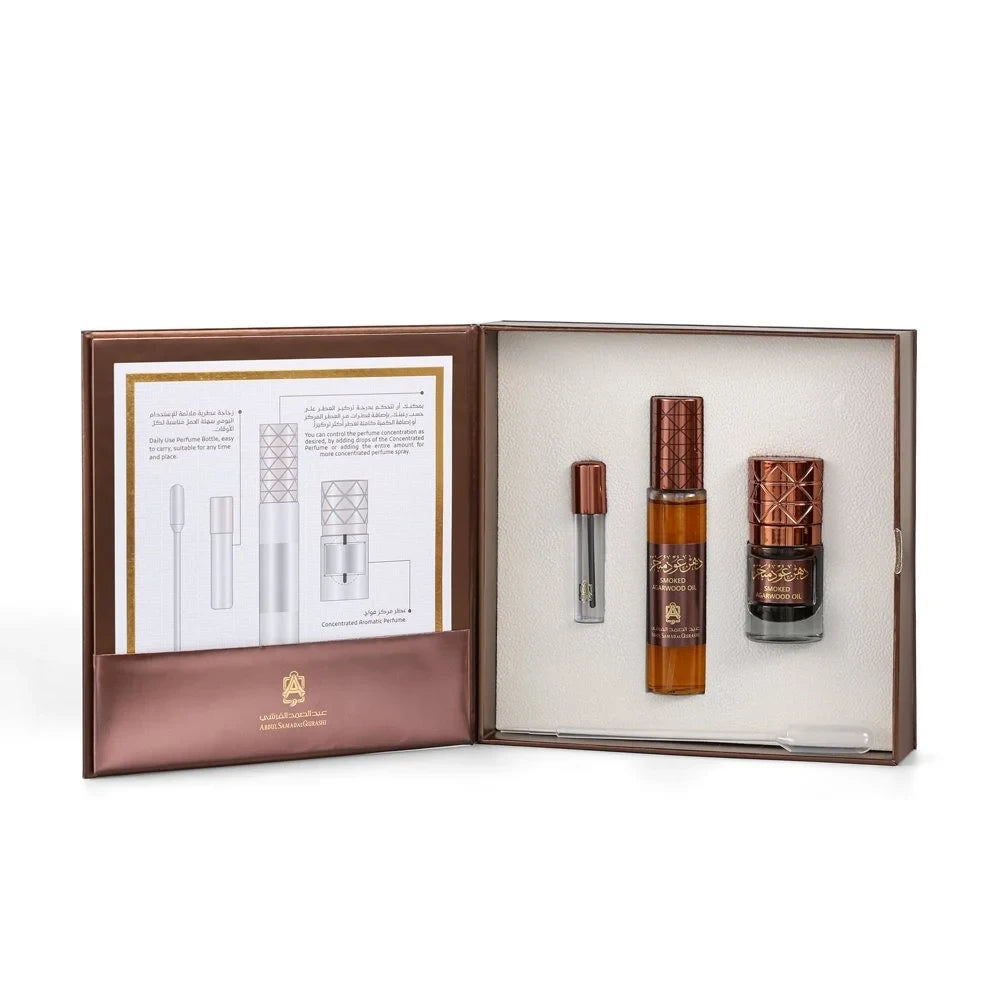 Premium Smoked Agarwood Essential Oil 3ml & Eau de Parfum 20ml - Natural Aromatherapy, Meditation, and Luxury Fragrance for Home & Personal Use