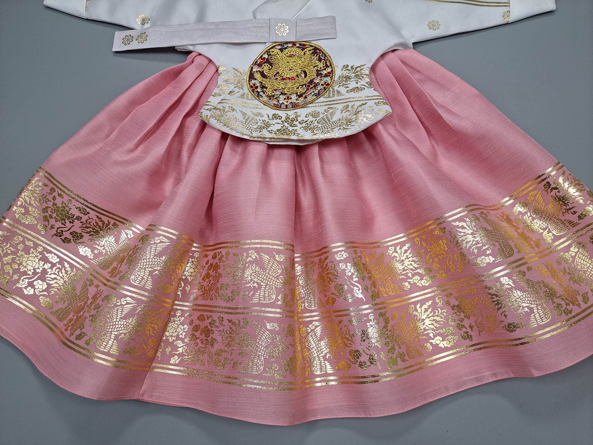 Korean Traditional Baby Girl Hanbok Set - Gold Print First Birthday & 100 Days Celebration Outfit (Ages 0-8) | Perfect for Doljanchi, Korean Cultural Events & Photo Shoots