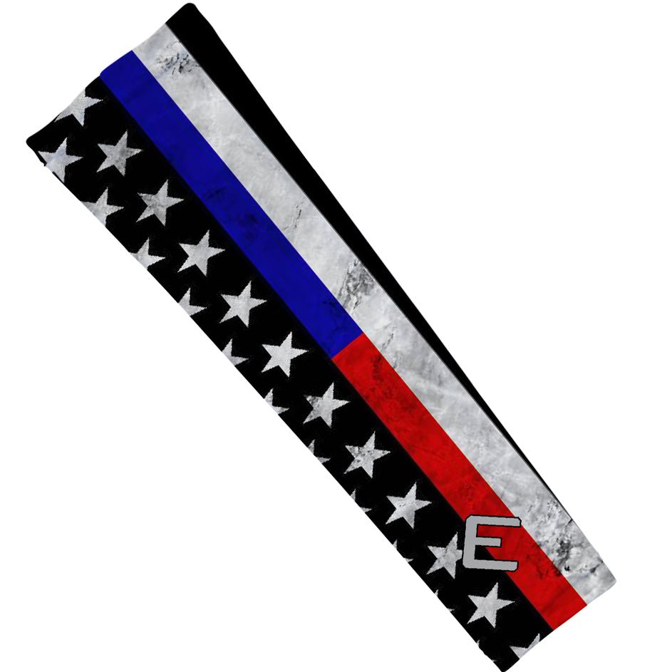 Thin Red & Blue Line Arm Sleeve - Tactical Compression Sleeves for Police, Firefighters & First Responders - Moisture Wicking UV Protection for Outdoor Sports & Work