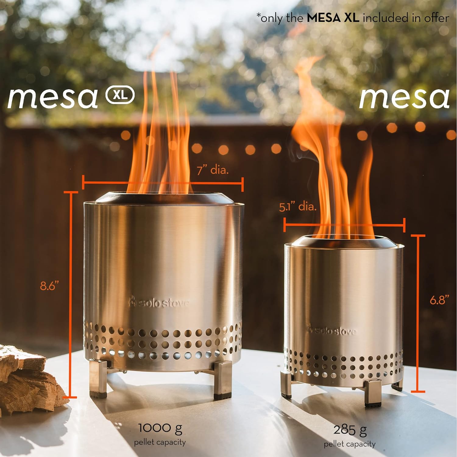 Solo Stove Mesa XL Stainless Steel Tabletop Fire Pit - Portable Outdoor Camping Fire Pit for Backyard, Patio, Deck & RV Travel