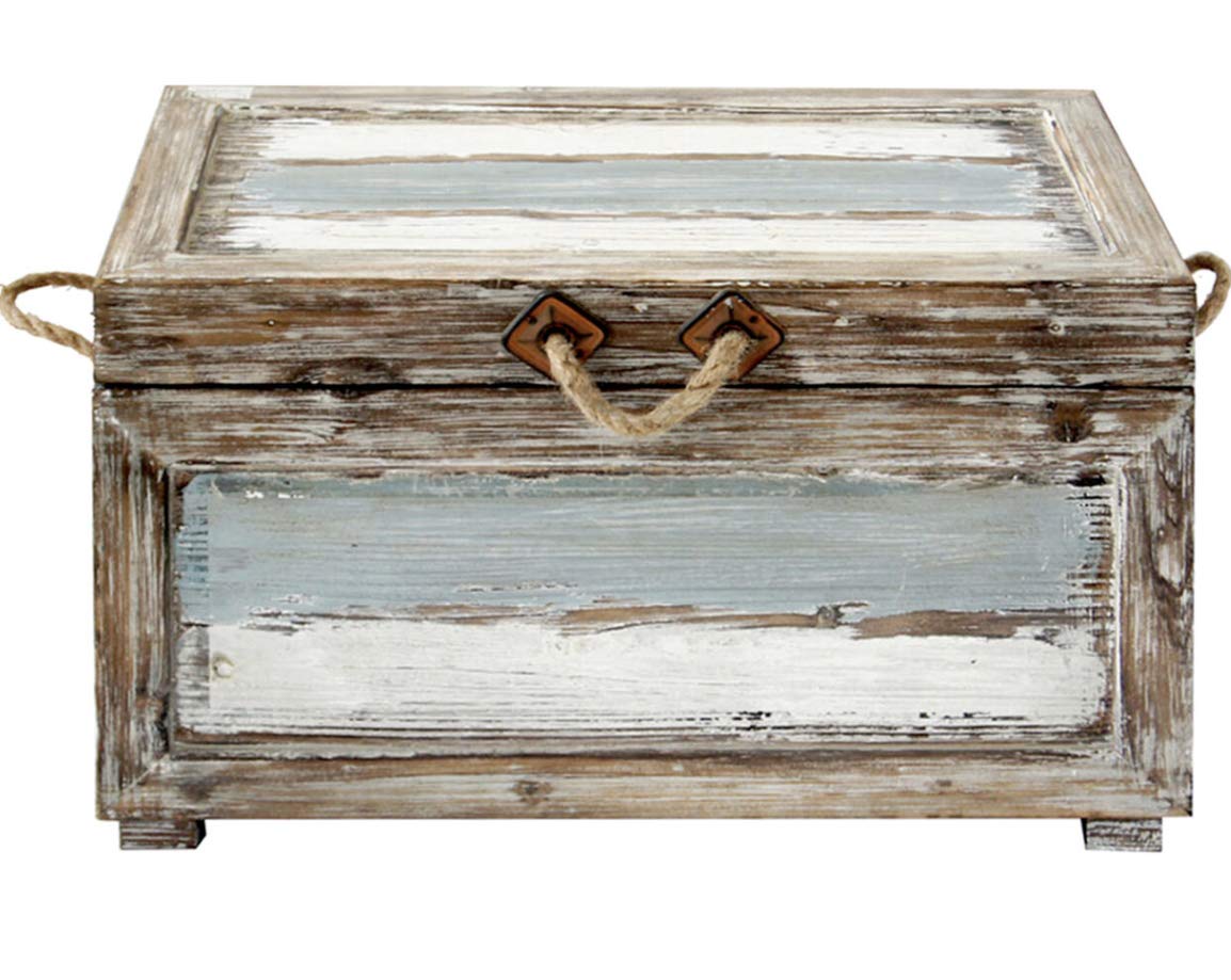 Nantucket Weathered Wood Storage Trunk - Medium 24.7 Inch Rustic Home Decor | Perfect for Living Room, Bedroom & Entryway Organization