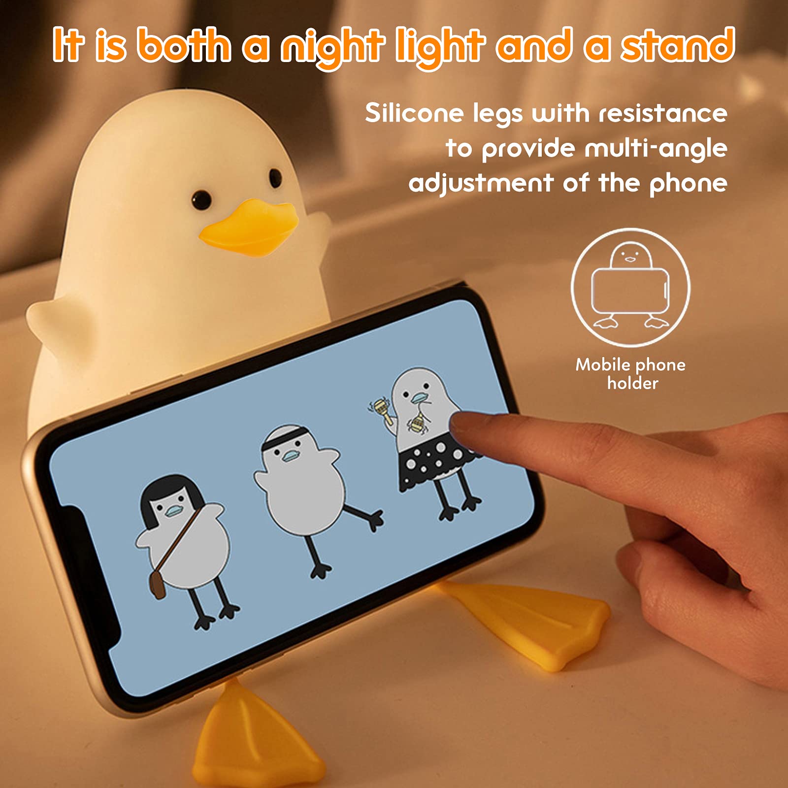 iKALULA Night Light for Kids - Adjustable Brightness & Timer, Rechargeable LED Baby Night Light, Silicone Seagull Design - Perfect Gift for Newborns, Christmas, Nursery, Bedroom, and Travel Use