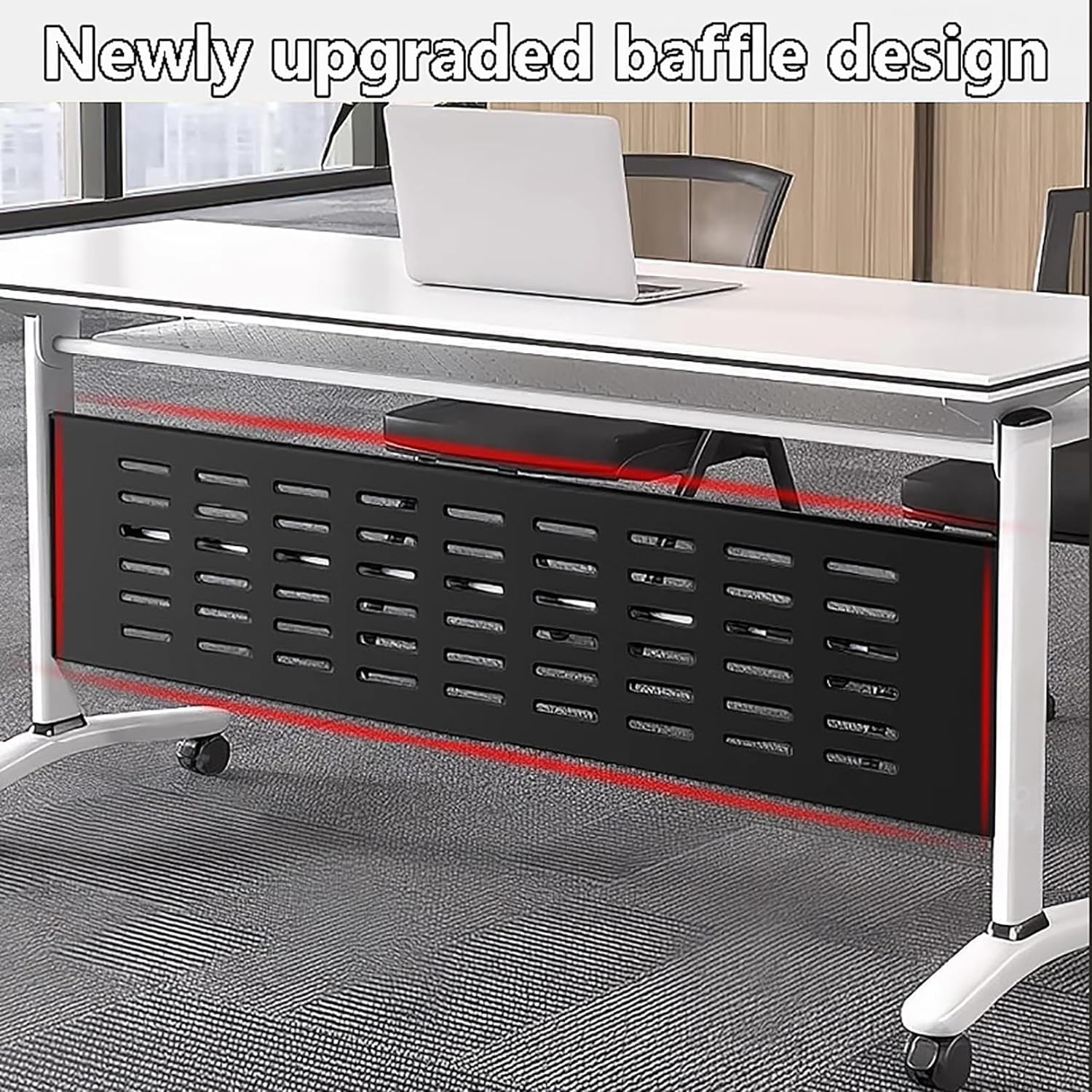 Foldable Conference Table with Wheels - Portable Mobile Meeting & Seminar Table for Office, Classroom, Training Room - Ideal for Business Presentations, Team Meetings & Educational Workshops