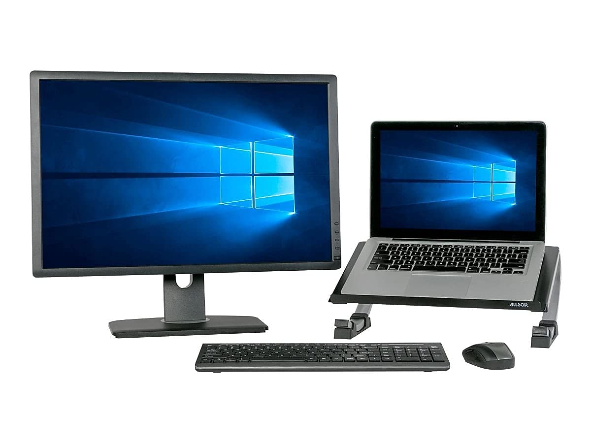 Allsop Redmond Adjustable Laptop Stand - Vented Curved Sturdy Metal Ergonomic Riser for Home & Office Workspace (Supports MacBook, iPad & All Laptops)