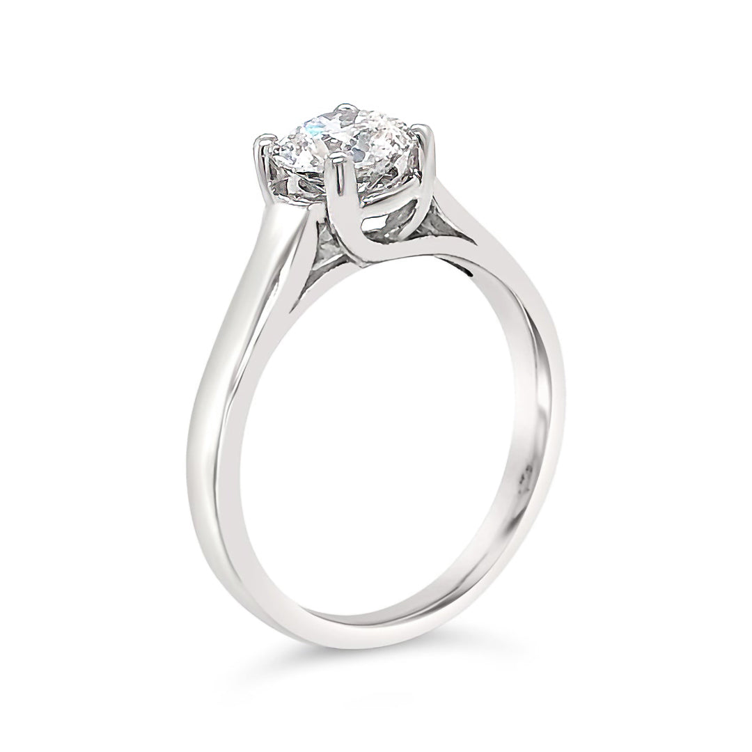 1.5mm Thick Shank Solitaire Diamond Engagement Ring - 14K White Gold Classic Wedding Band for Women - Perfect for Proposals, Anniversaries & Special Occasions