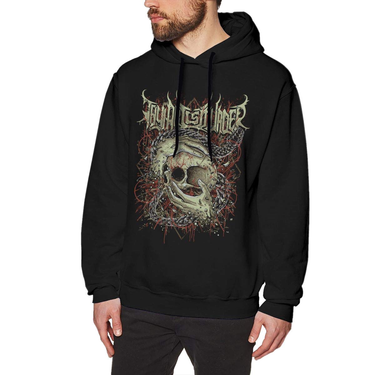 Thy Art Is Murder Men's Long Sleeve Hoodie - Drawstring Pullover Sweatshirt in Black | Streetwear, Concert & Casual Wear