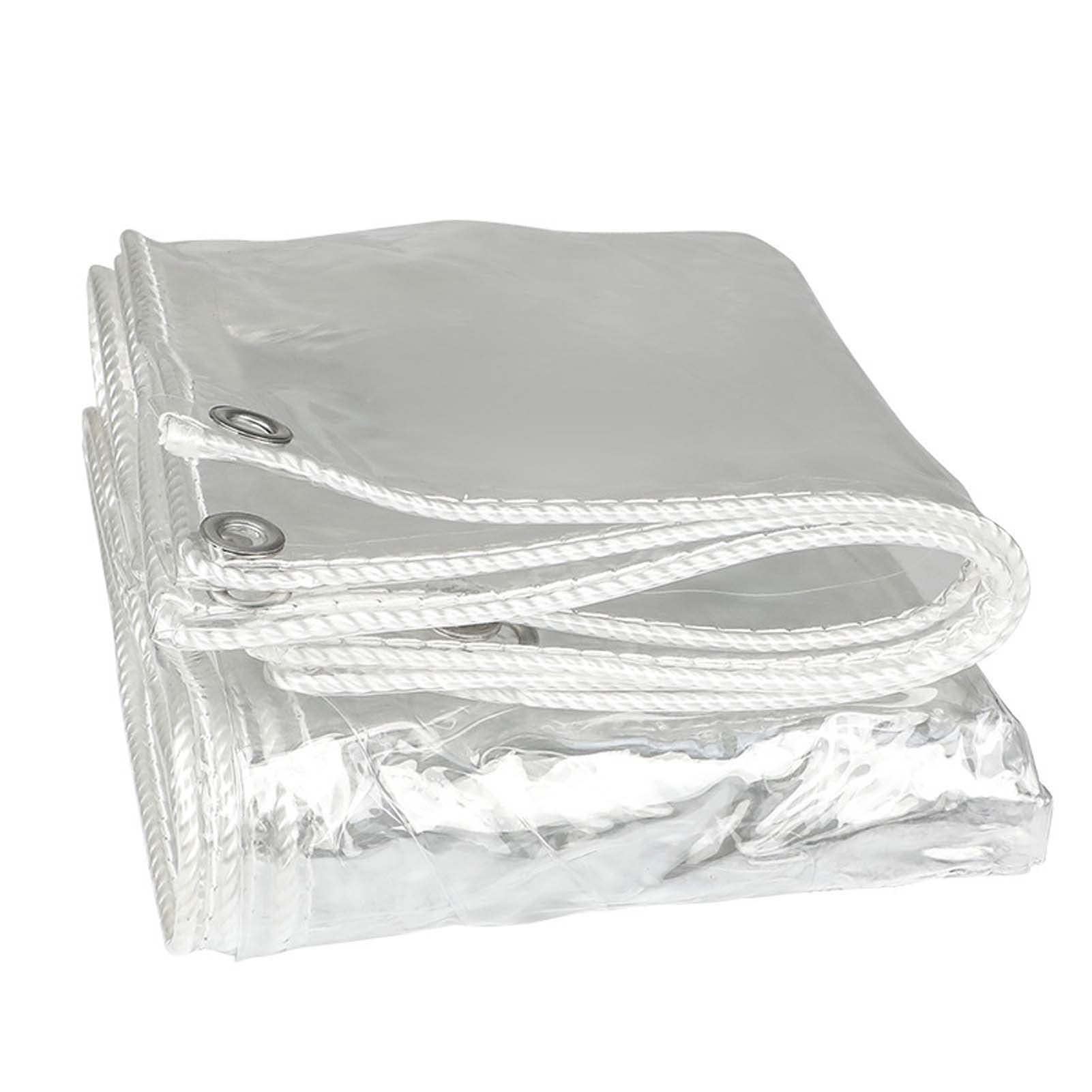 Heavy Duty Clear Tarp Curtain 23x3.3ft - Waterproof Transparent Tarpaulin with Grommets for Outdoor Use - Dustproof Rainproof Cover for Gardening, Camping, Travel, Patio, Greenhouse & Pool Protection