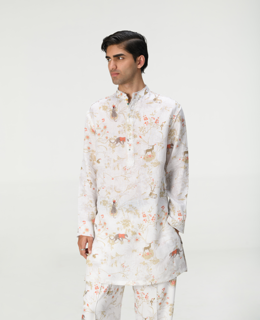 Men's Linen Kurta in Ivory - Comfortable Traditional Indian Tunic for Festivals, Weddings & Casual Wear