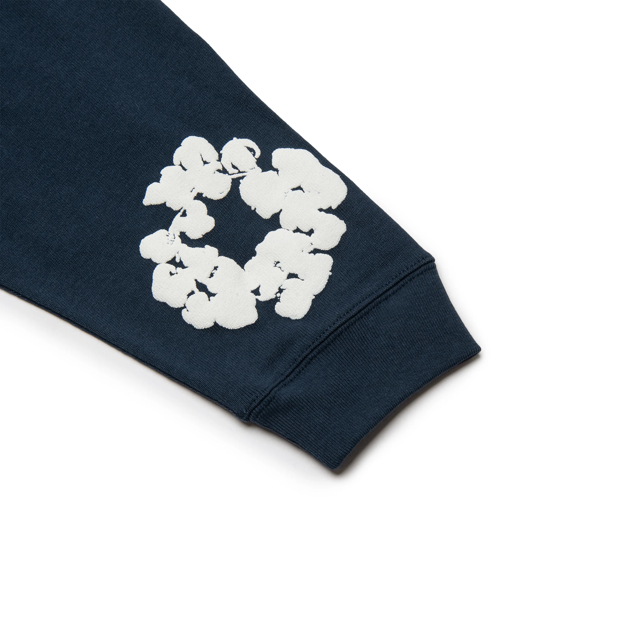 Denim Tears Cotton Wreath Long Sleeve T-Shirt for Men - Navy Blue Casual Streetwear Top for Everyday Wear & Urban Fashion