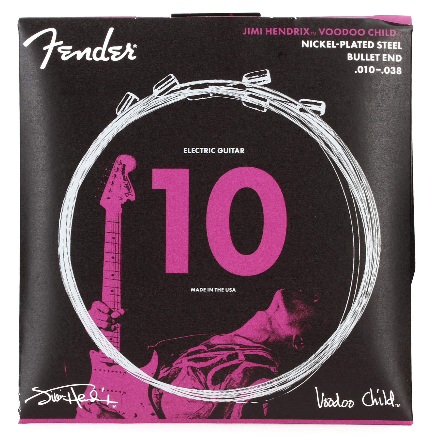 Fender Hendrix Voodoo Child Electric Guitar Strings - Nickel Plated Steel, Bullet End .010-.038 Gauge - Perfect for Rock, Blues & Stage Performance