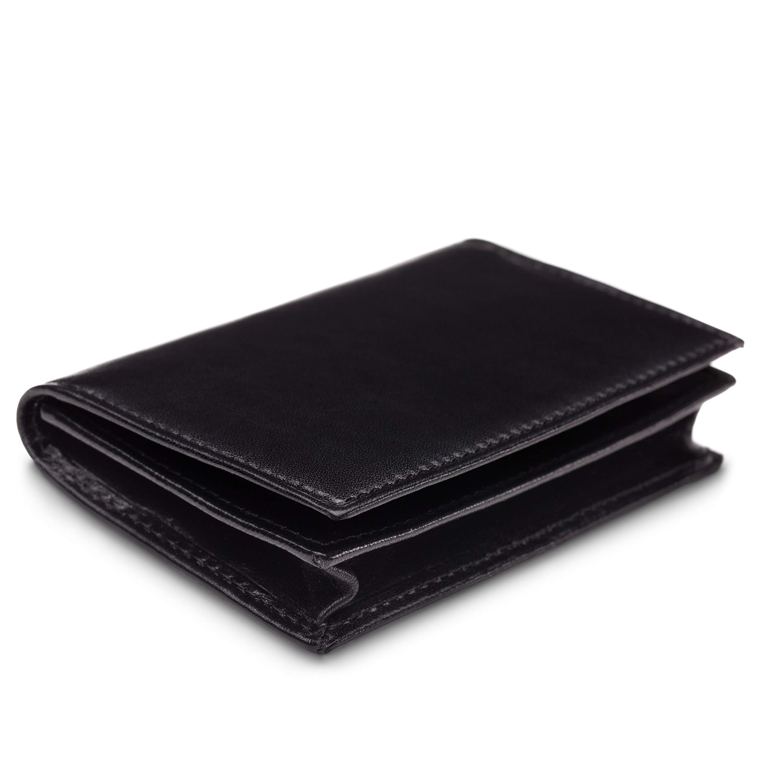 Bosca Men's 2 Pocket Card Holder Wallet with ID Window - Genuine Italian Old Leather for Everyday Carry & Business Cards | Perfect for Minimalist Style & Travel Essentials