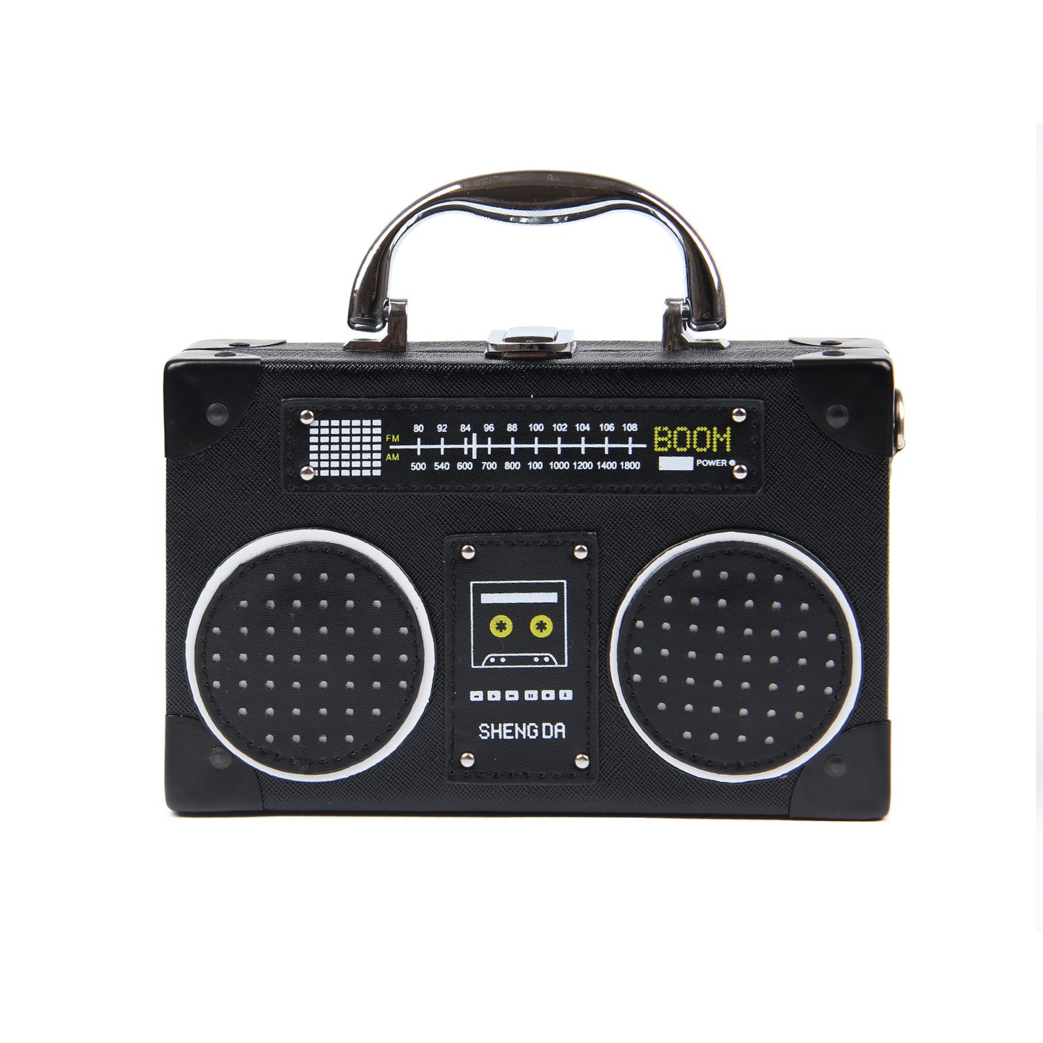 Retro Radio Shaped Women's Clutch Purse - Vintage Style Shoulder Bag with Dollar Bill Print - Elegant Evening Crossbody Handbag for Parties, Date Nights & Special Occasions