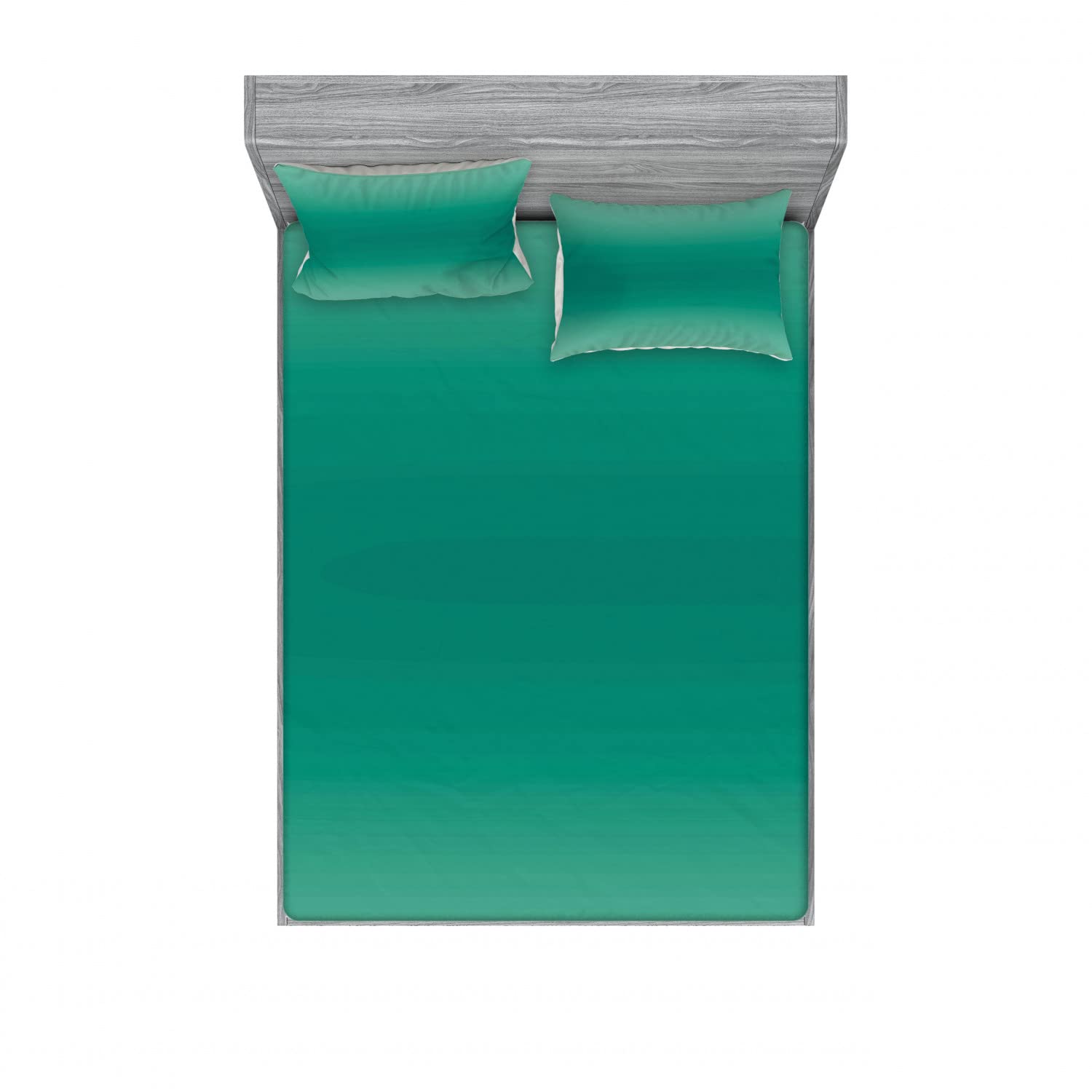 Ambesonne Ombre 2-Piece Queen Size Fitted Sheet Set with 4 Pillow Shams - Ocean Waves Themed Teal Blue Bedding Decor for Coastal & Beach House Bedroom Decorations