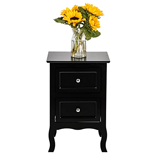 Modern Nightstand with Drawer - Compact Bedside Table for Small Spaces, Multi-Functional End Table for Bedroom & Living Room - Home Office Storage Cabinet with Sliding Drawer and Shelf (Black, 1-2 Drawers) - Perfect for Apartment Living, Dorm Rooms and Space-Saving Bedside Storage