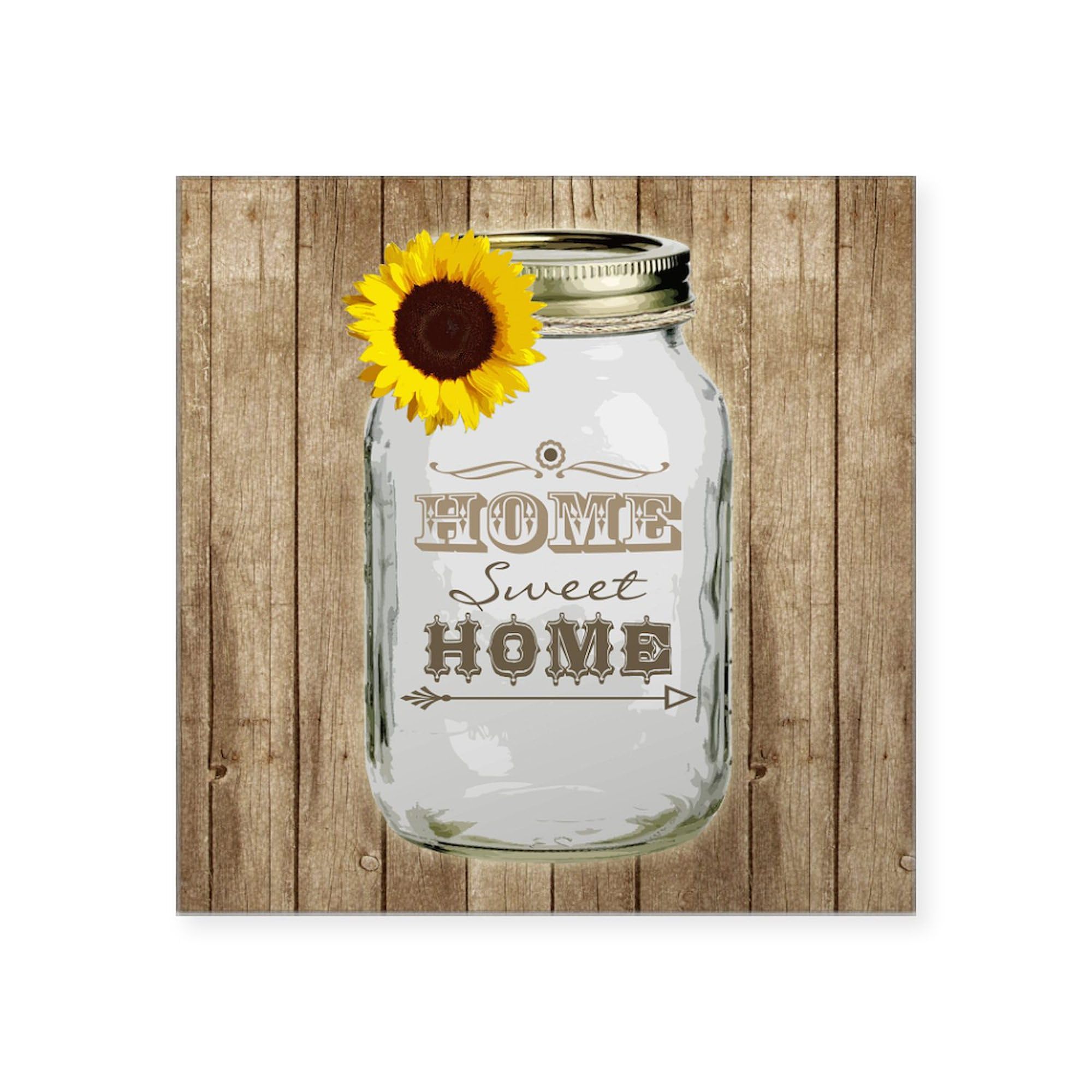 Rustic Mason Jar Sticker - 'Home Sweet Home' Square Bumper Decal for Cars, Windows & Laptops | Waterproof Vinyl Car Sticker for Home Decor, Gifts & Personalization