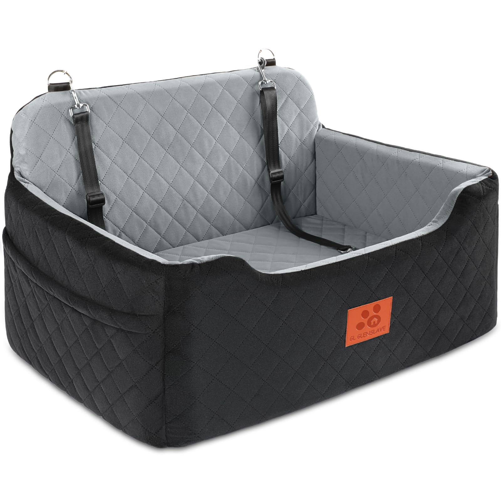 **Waterproof Dog Car Seat for Medium & Large Dogs - Detachable & Washable Pet Booster Seat for Travel, Holds Up to 50lbs or 2 Small Dogs - Multi-Functional Dog Bed & Sofa (Black/Grey) - Perfect for Road Trips & Indoor Lounging**
