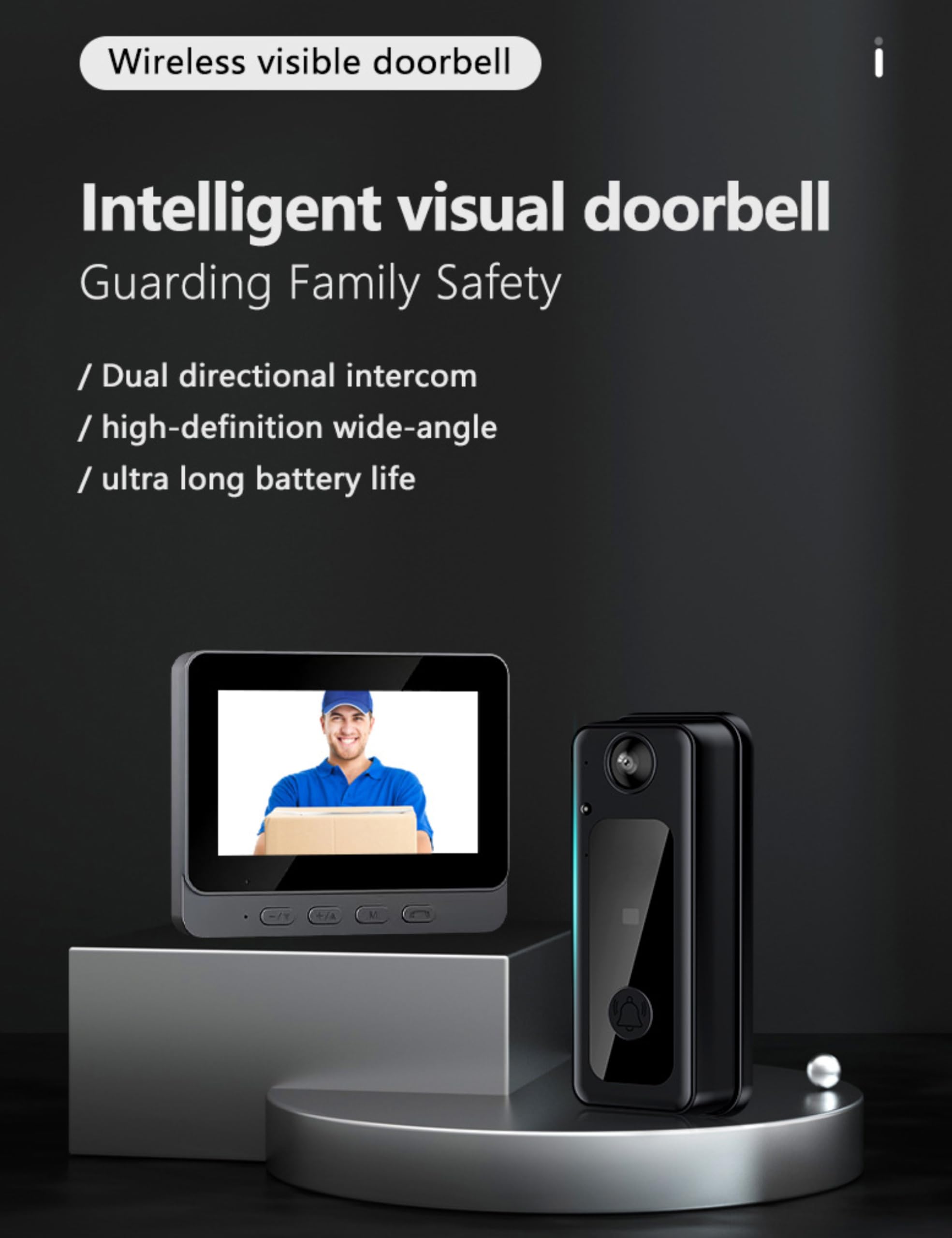 Smart WiFi Video Doorbell with 4.3