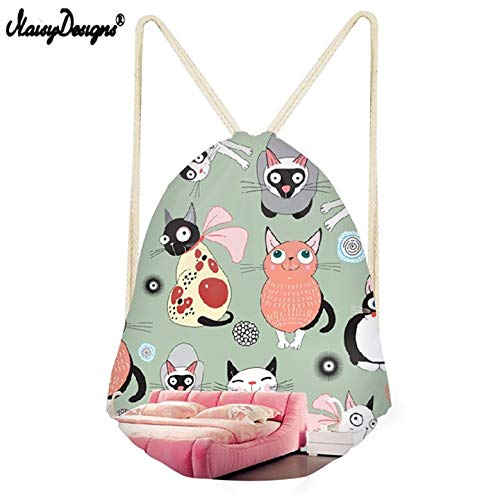 **Cobaka 3D Cat Print Casual Drawstring Backpack for Women & Teen Girls - Lightweight Travel Beach Bag for School, Gym, Shopping & Outdoor Activities (LMXY0261Z3)**