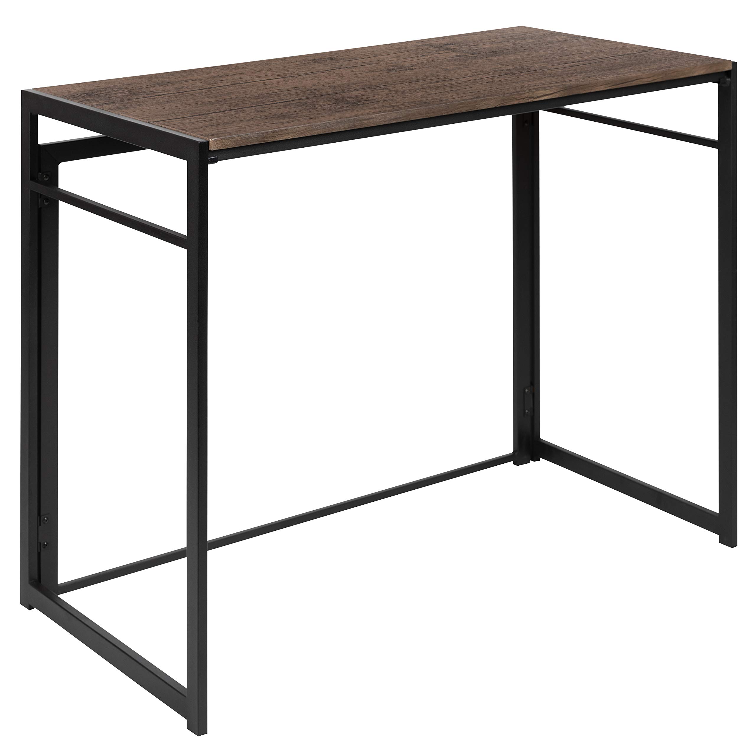 EMMA & OLIVER 40 Inch Rustic Home Office Folding Computer Desk - Sturdy Laptop Workstation for Small Spaces, Remote Work & Study - Perfect for Home Office, Dorm Room & Apartment