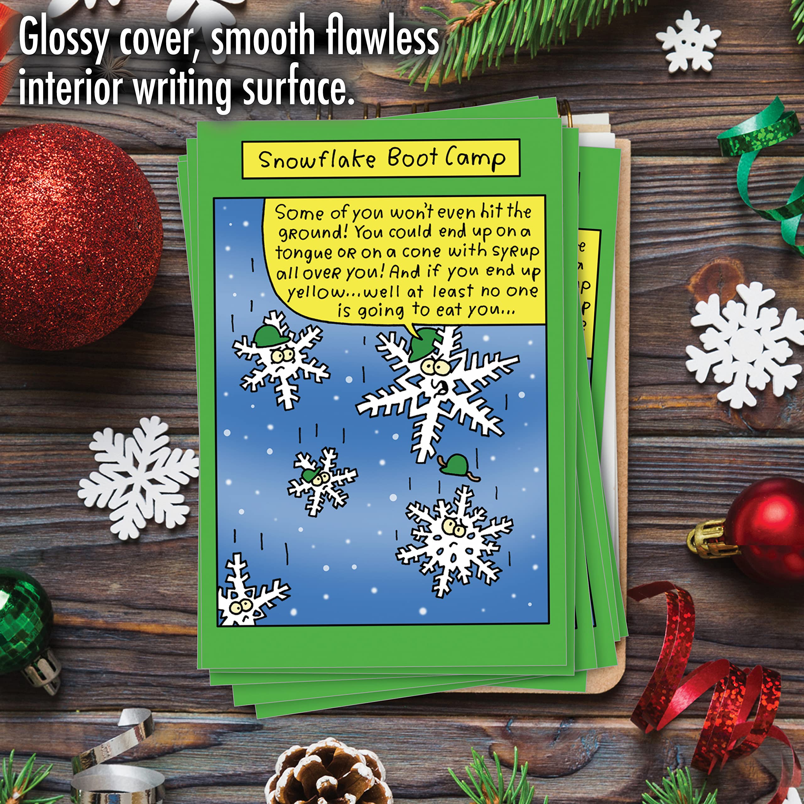 Funny Christmas Cards for Adults - 12 Holiday Greeting Cards with Cartoon Xmas Humor (1 Design, Boxed Set) - Perfect for Office Parties, Family Gatherings & Secret Santa Exchanges