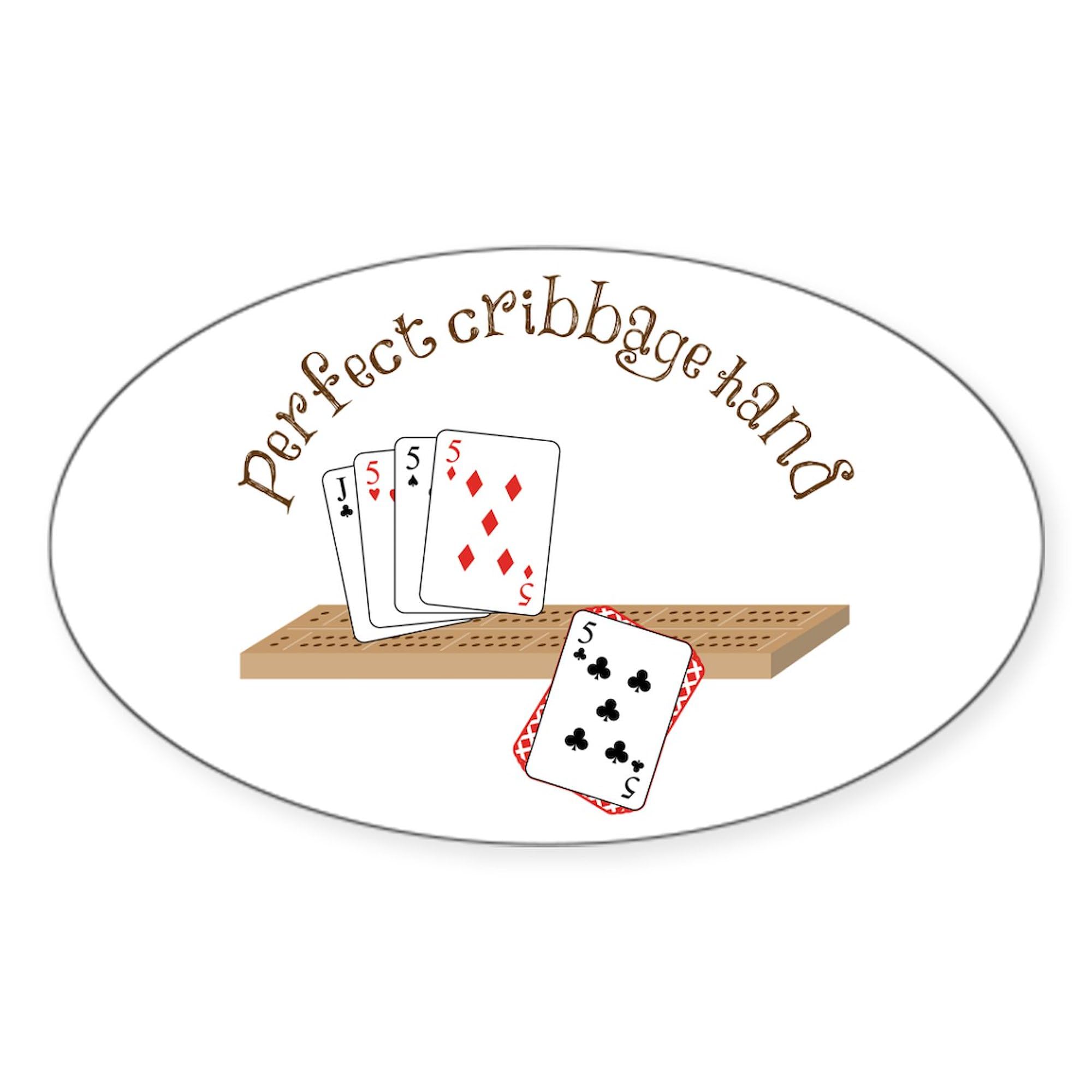 Funny Cribbage Hand Oval Car Bumper Sticker - Decorate Your Vehicle, Laptop, or Cooler - Perfect for Card Game Lovers & Road Trips