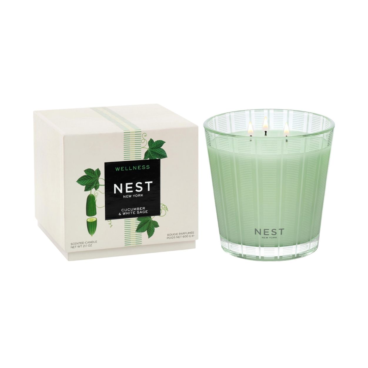 Organic Cucumber & White Sage Scented Soy Candle - Relaxing Aromatherapy for Home, Yoga & Meditation Spaces