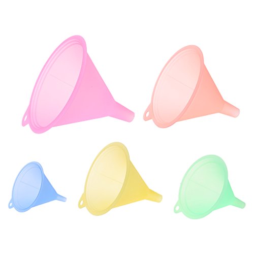 5Pcs Colorful Plastic Funnel Set - Small, Medium & Large Kitchen Funnels for Liquids, Oils, Cooking, Baking | Perfect for Home, Restaurant & DIY Projects