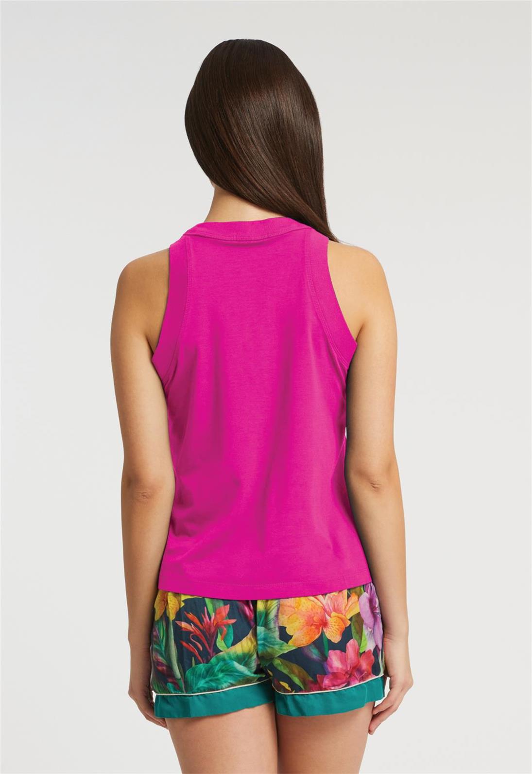 Botanica High Neck Tank Top with Cuffed Shorts Set - Women's Casual Outfit for Summer, Yoga, and Beach Wear