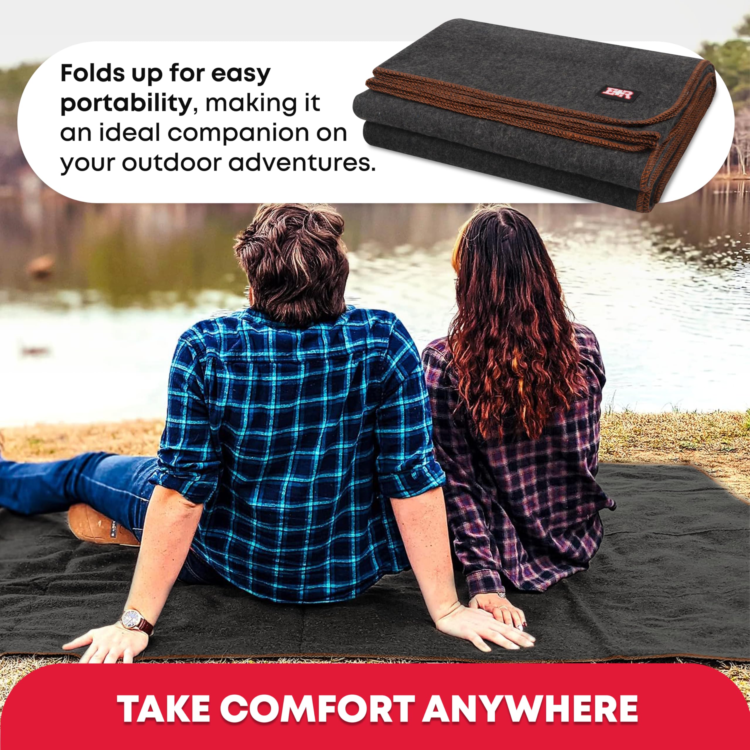 Premium Military Wool Blanket - 80% Wool for Extreme Warmth, Machine Washable - Ideal for Camping, Hiking, Emergency Survival, Outdoor Adventures, Picnics & Travel - 96