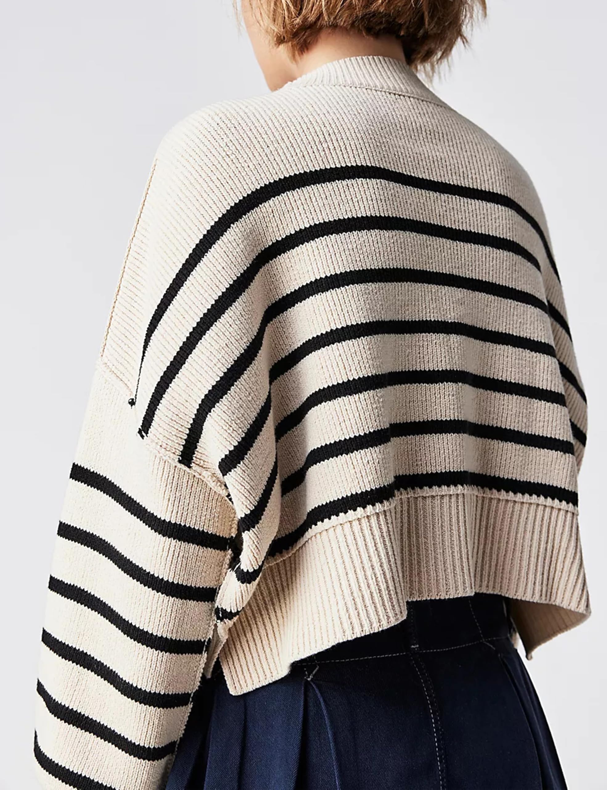 UANEO Women's Striped Cropped Pullover Sweater - Long Sleeve Knit Jumper Top for Fall 2024 | Casual Outfit, Layering Piece & Streetwear Fashion