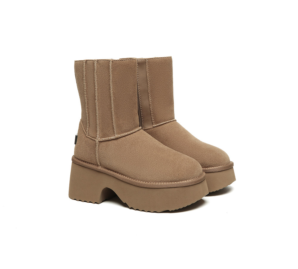 UGG EVERAU® Chunky Platform Boots with Zipper - Women's Short Winter Boots for Casual Wear & Outdoor Activities