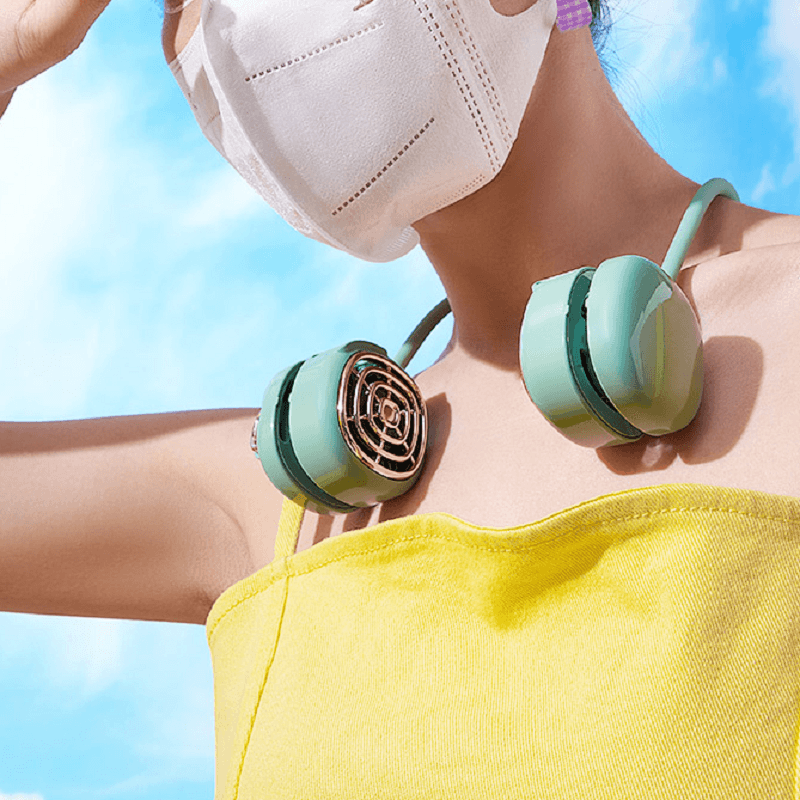 Upgraded Portable Mini Neck Fan - Hands-Free Personal Cooling Fan for Outdoor, Office, Travel & Sports - USB Rechargeable & Lightweight