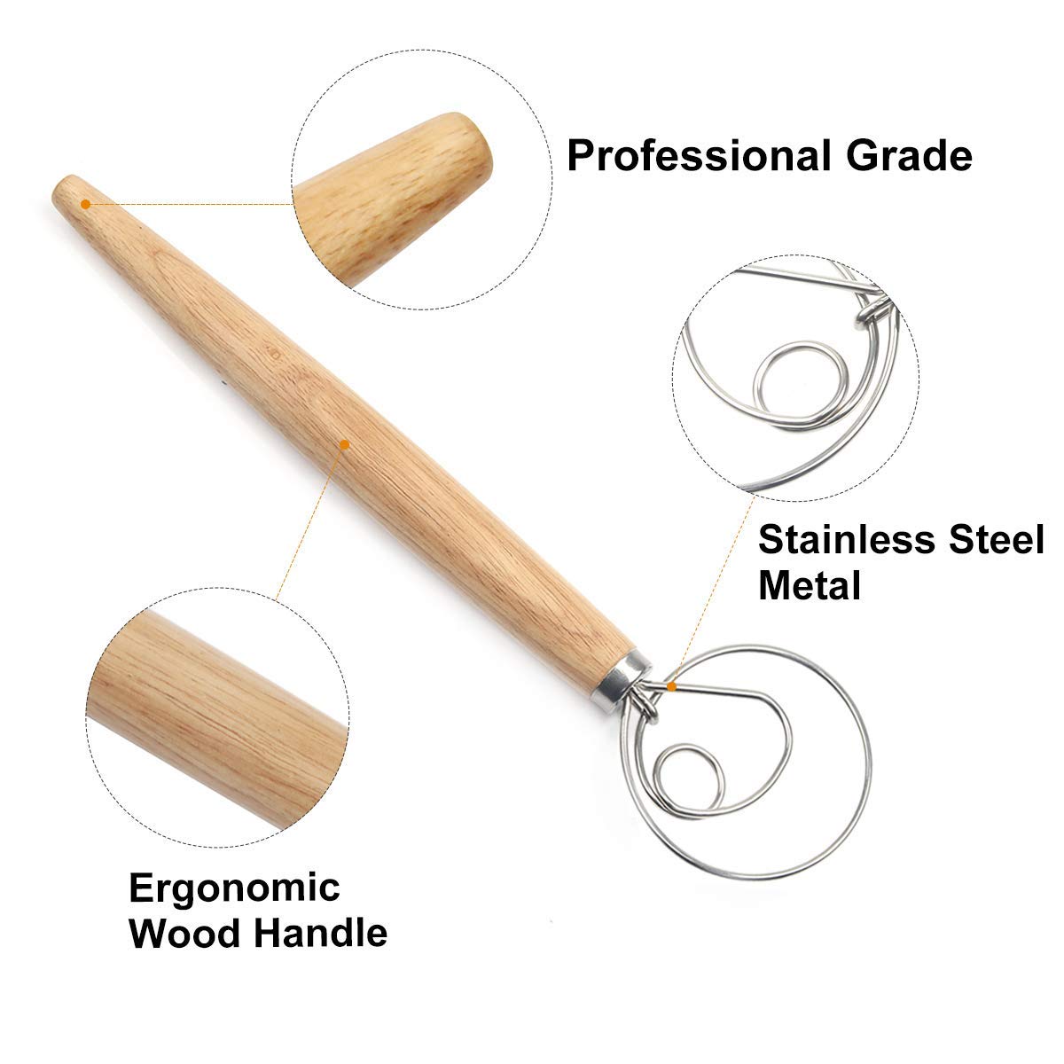 Premium Stainless Steel Danish Dough Whisk - 13