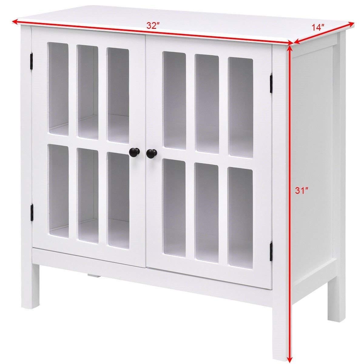 White Wood Bathroom Storage Floor Cabinet with Glass Doors - Modern Bathroom Organizer for Towels, Toiletries & Cosmetics - Perfect for Small Spaces, Apartments & Vanities