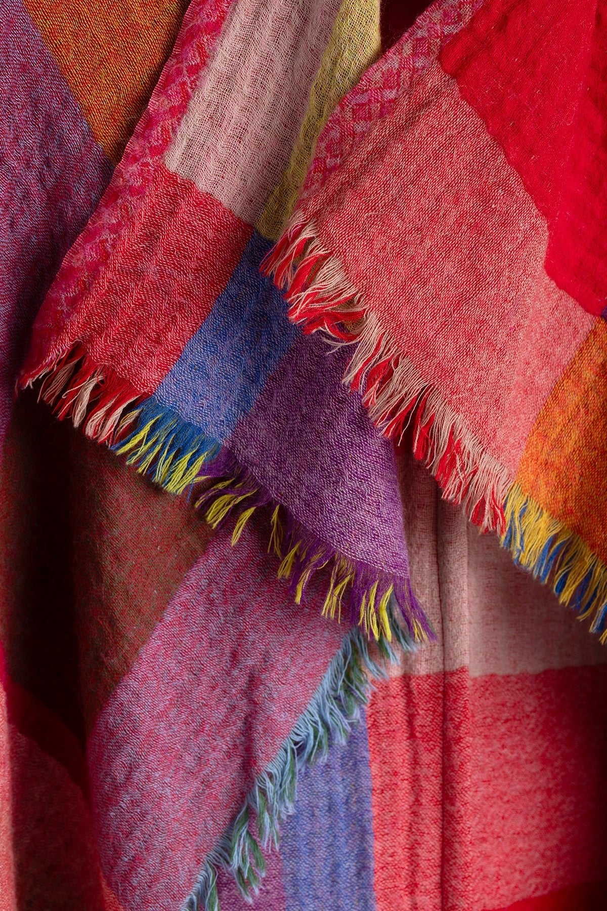 Woolen Rainbow Color Grid Cocoon - Soft & Warm Winter Scarf for Women & Men - Perfect for Outdoor Activities, Travel & Cold Weather