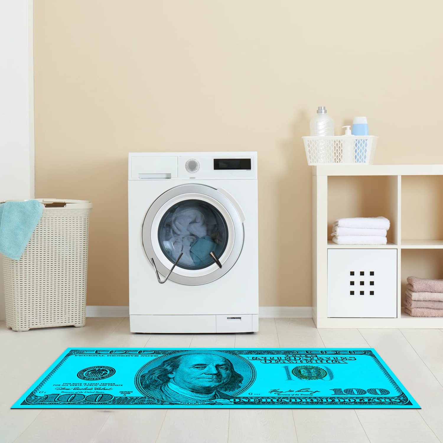 GUBIYU Blue Dollar Bill Runner Rug - 24