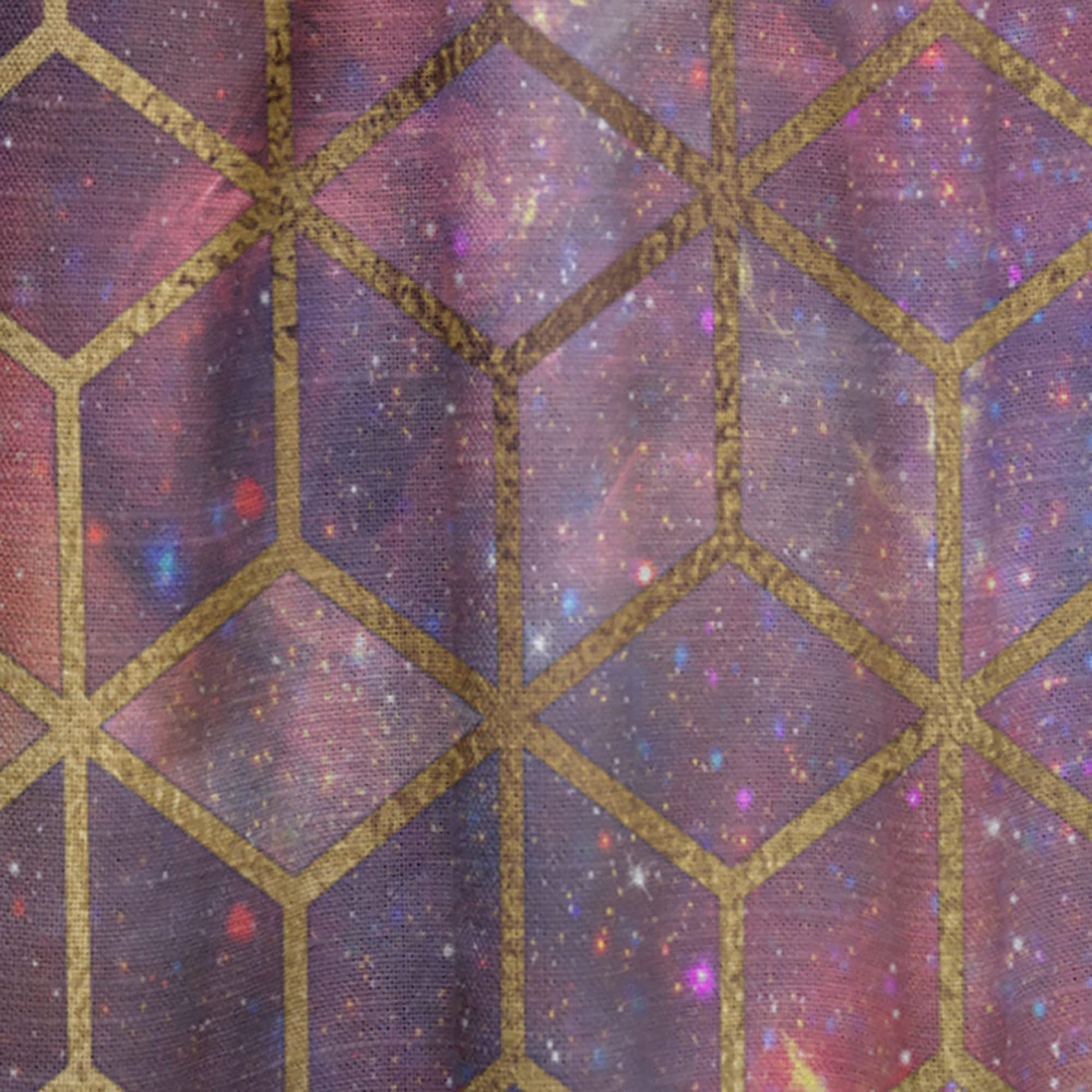 DesignQ Thermal Insulated Blackout Curtains - Dark Yellow Geometric Cubes on Cosmic Print - 52x63 Inch Single Panel for Bedroom & Living Room - Energy Saving, Noise Reducing, Perfect for Home Theater & Nursery