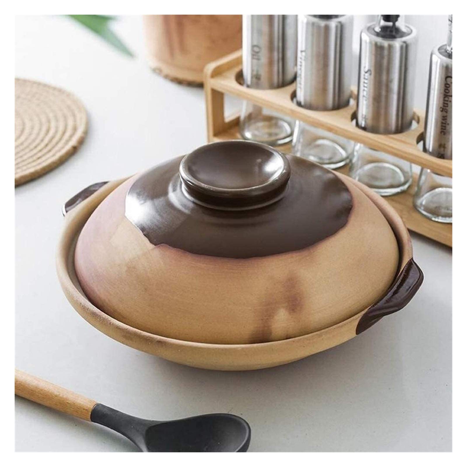 Premium Clay Pot Ceramic Stew Pot - 0.5L Donabe Casserole with Lid - Traditional Earthenware for Soups, Hot Pots & Slow Cooking - Perfect for Japanese Nabemono, Korean Jeongol & Home Kitchen Use