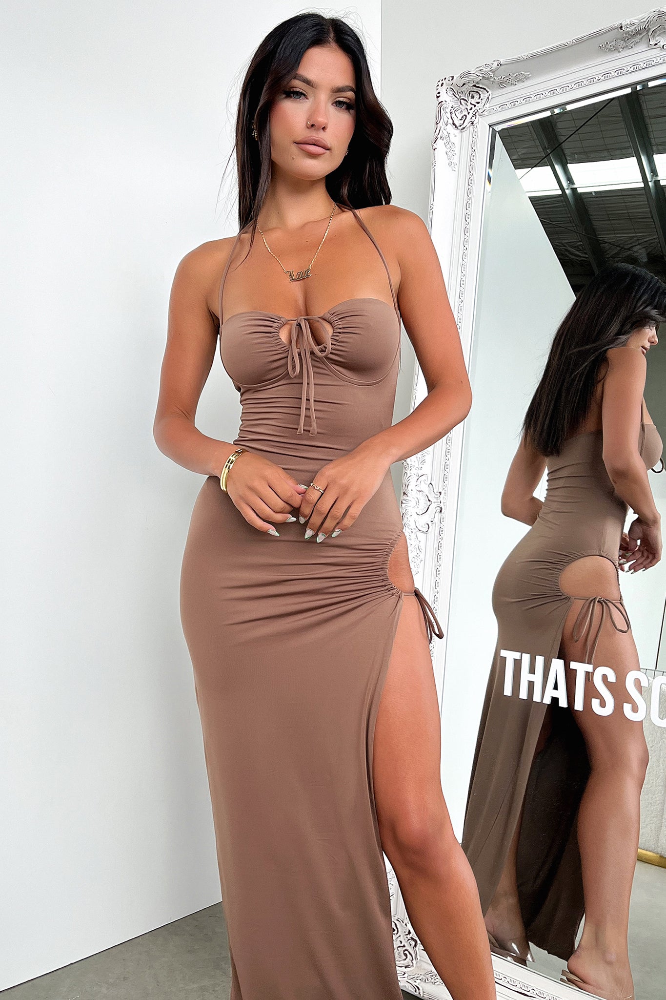 Imana Maxi Dress for Women - Flowy Long Boho Summer Dress in Brown | Perfect for Beach, Vacation & Casual Outings