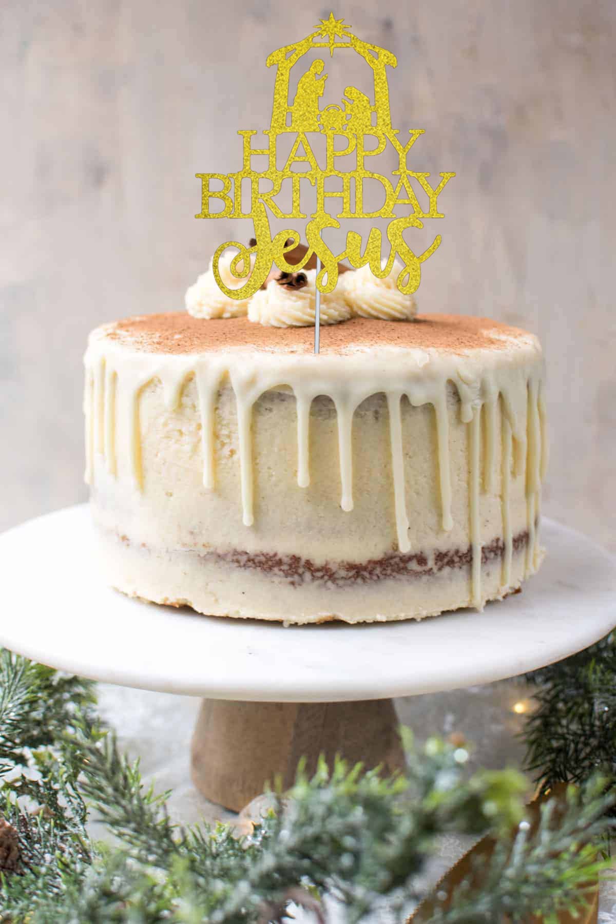 Gold Glitter Jesus Birthday Cake Topper - Nativity Scene Christmas Party Decorations, Religious Holiday Cake Decor for Christmas Birthday Celebrations - Perfect for Church Events, Holiday Gatherings & Nativity-Themed Parties