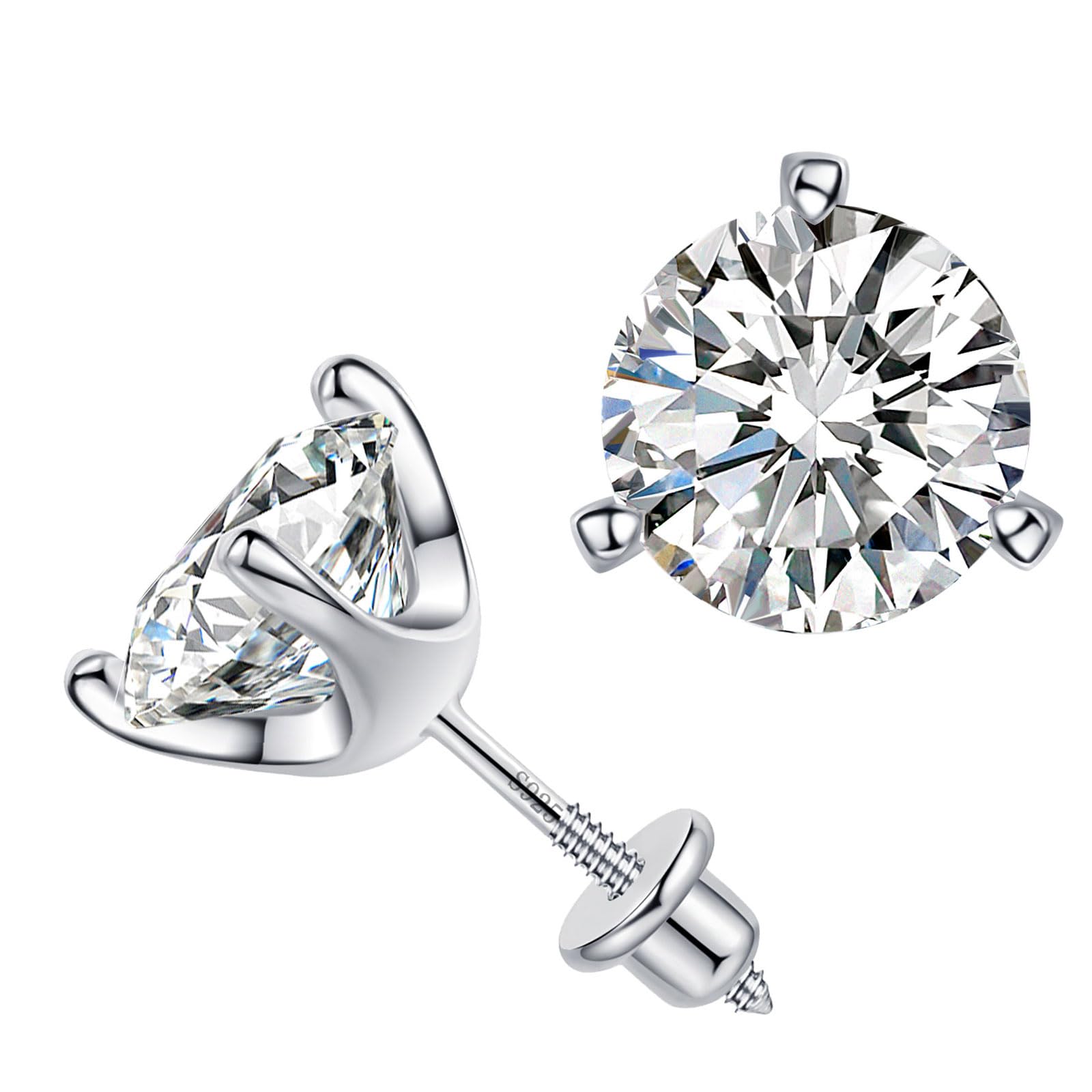 Moissanite Stud Earrings for Women 0.8CT-4CT, Durable 925 Sterling Silver Earrings, Sparkling Diamond Alternative Jewelry Gift for Her - Perfect for Wedding, Anniversary, Birthday, Christmas, Valentine's Day & Mother's Day Gifts