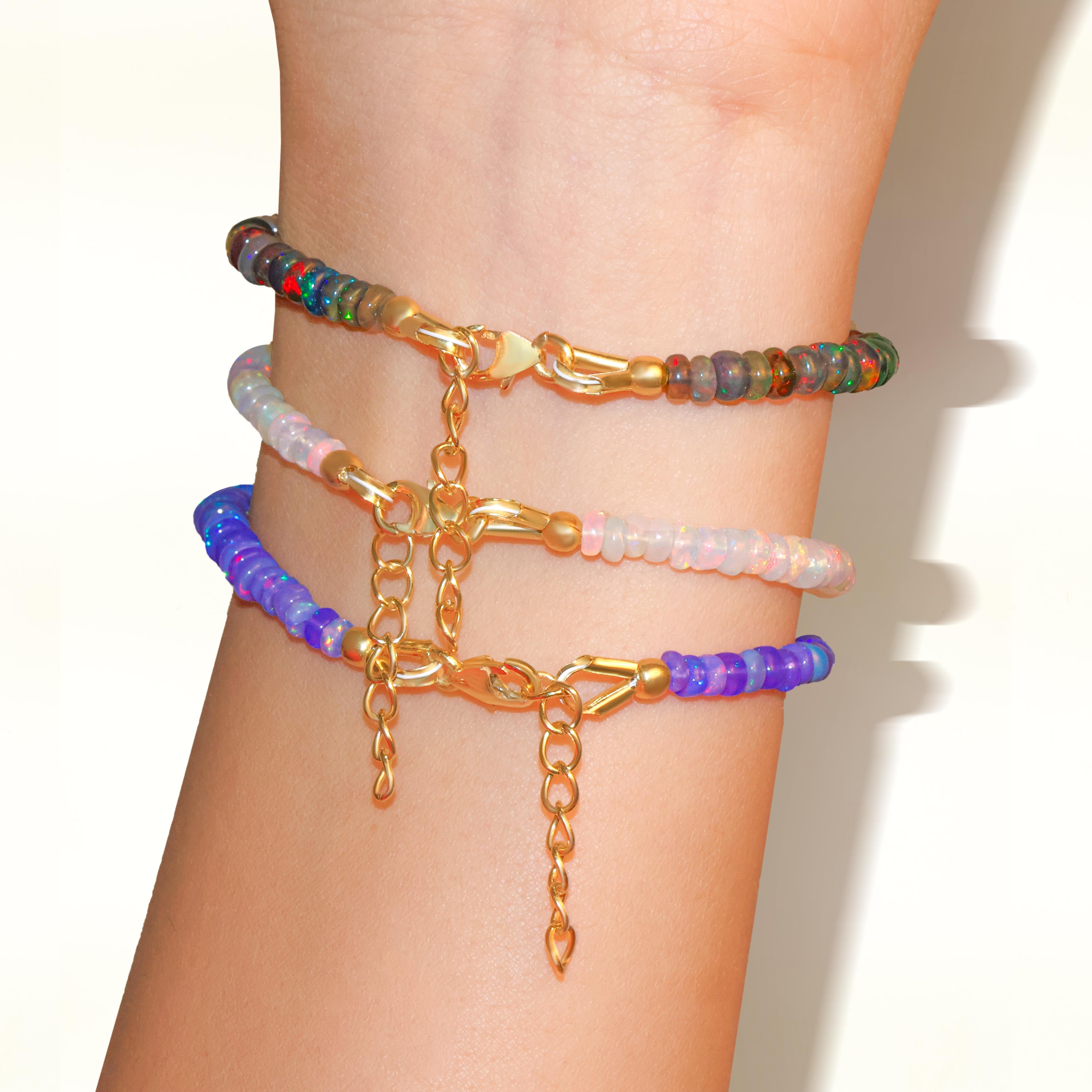 Blue Opal Beaded Bracelet for Women - Handmade Healing Crystal Jewelry for Spiritual Protection & Positive Energy | Perfect for Meditation, Yoga & Everyday Wear
