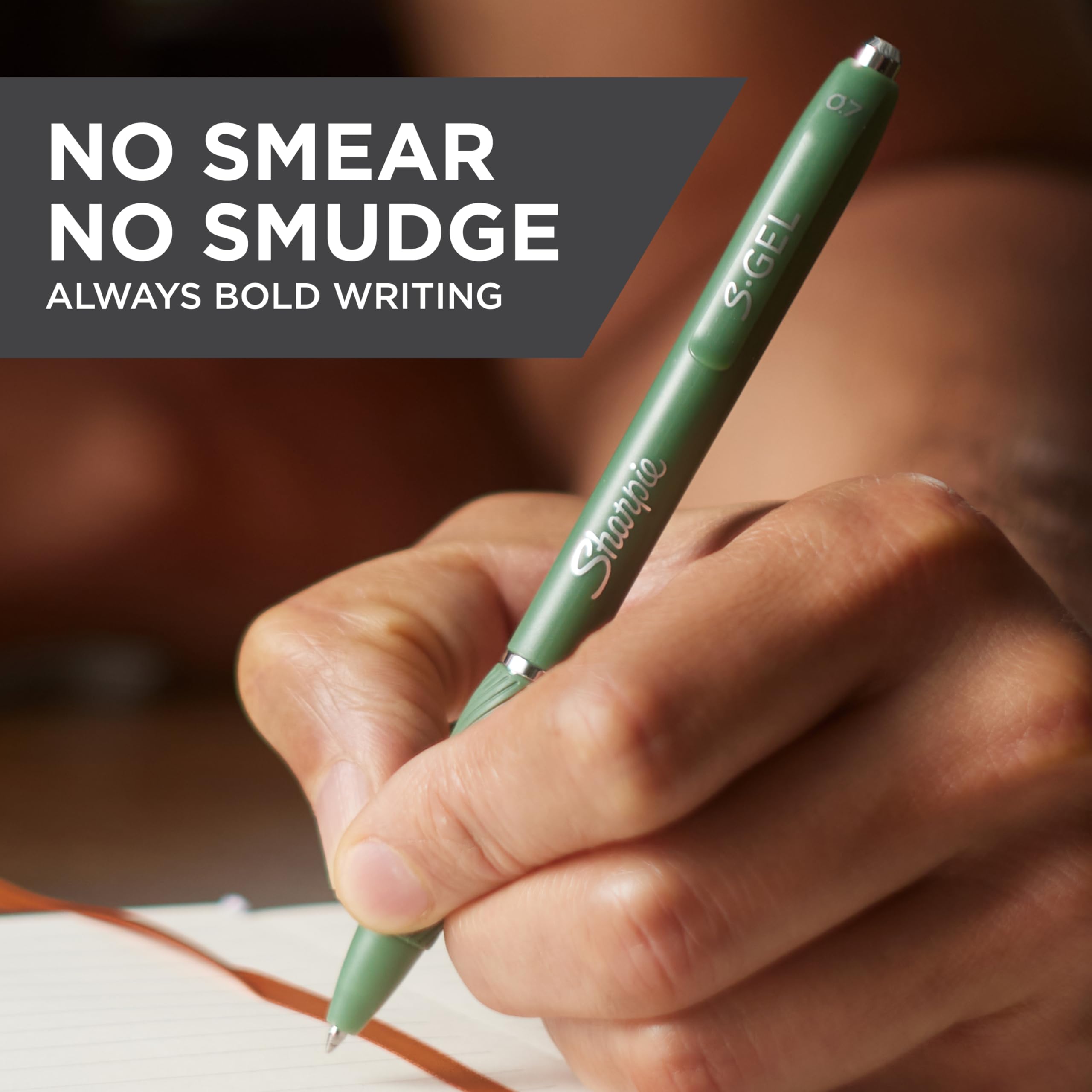SHARPIE S-Gel 0.7mm Medium Point Gel Pens - Black Ink, Green Barrel, 4-Pack - Perfect for Journaling, Note Taking, Drawing & Coloring | Smooth Writing Gel Ink Pens for Office, School & Art Projects