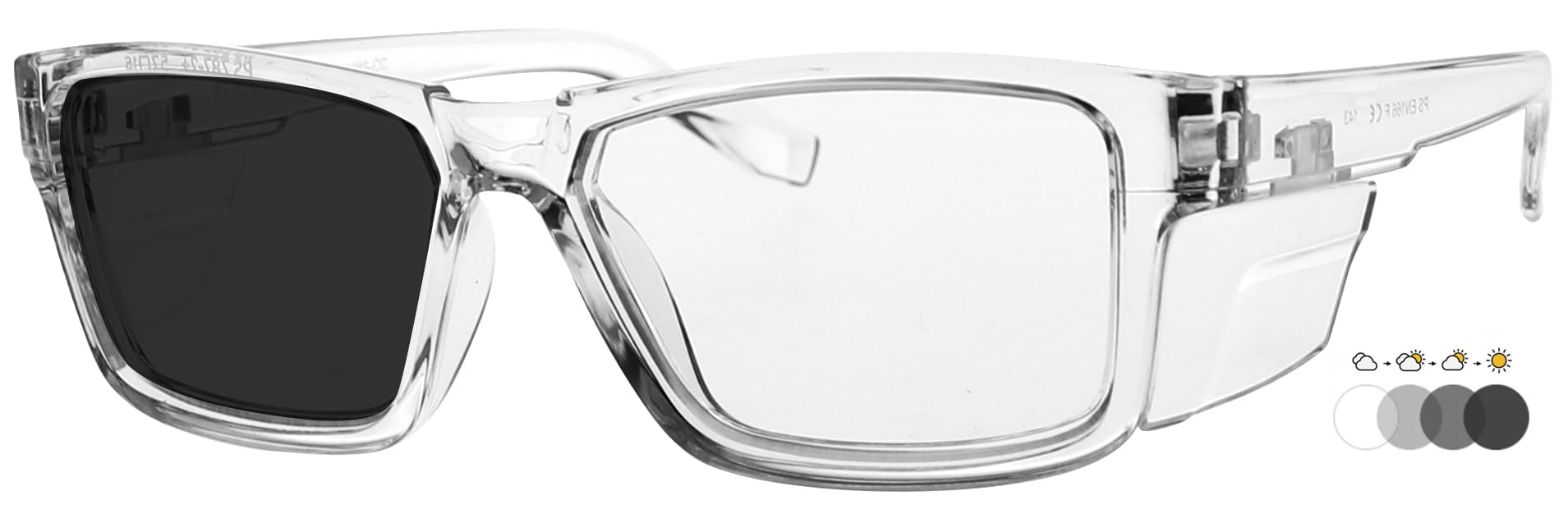 Photochromic Safety Glasses T9538s - Auto Darkening Transition Safety Eyewear with Lightweight TR-90 Frame & Built-in Side Shields - Perfect for Outdoor Work, Construction, and UV Protection