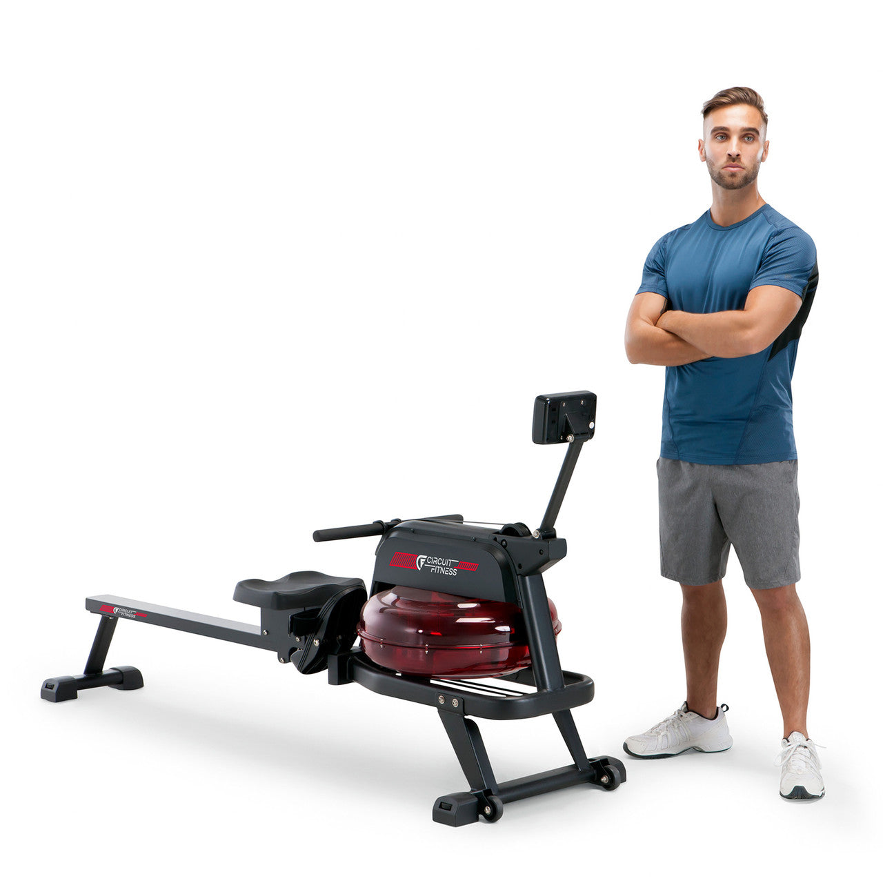 Circuit Fitness AMZ 167RW Water Rowing Machine for Home Gym - Quiet Full Body Workout Equipment for Cardio & Strength Training - Perfect for Small Spaces & Apartment Fitness
