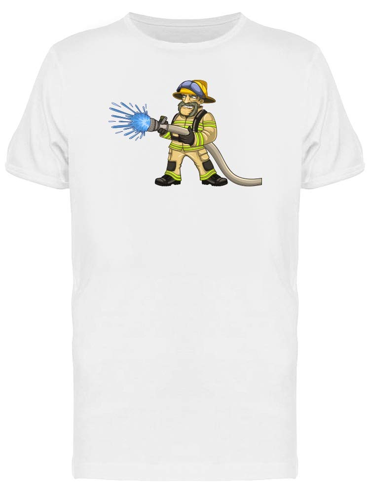 Firefighter Cartoon T-Shirt for Men - Funny Fireman Graphic Tee - Casual Wear for Everyday & Firefighter Appreciation Events